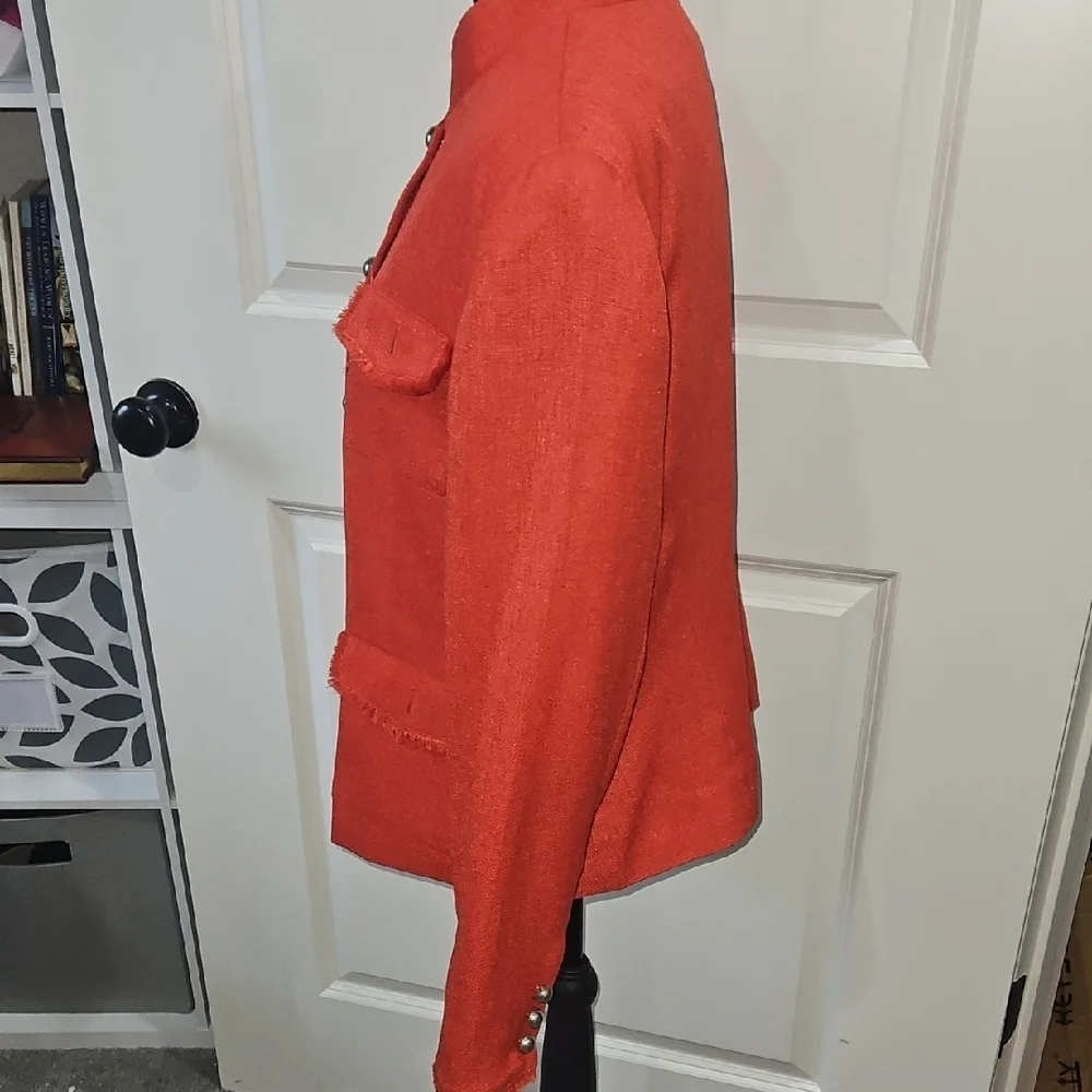 Elegant Red Button-Up Blazer